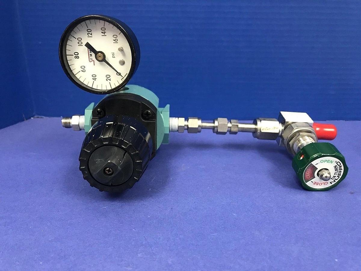 Used Wilkerson R16-02-000A Regulator Assy w/ Nupro 6LV-DAVR4-P-GR Valve, Used