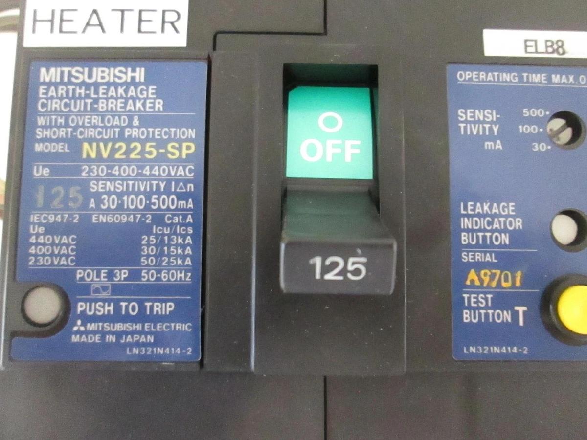 Used Mitsubishi Circuit Breaker Earth Leakage NV225-SP, 125A, 3 Pole, Used