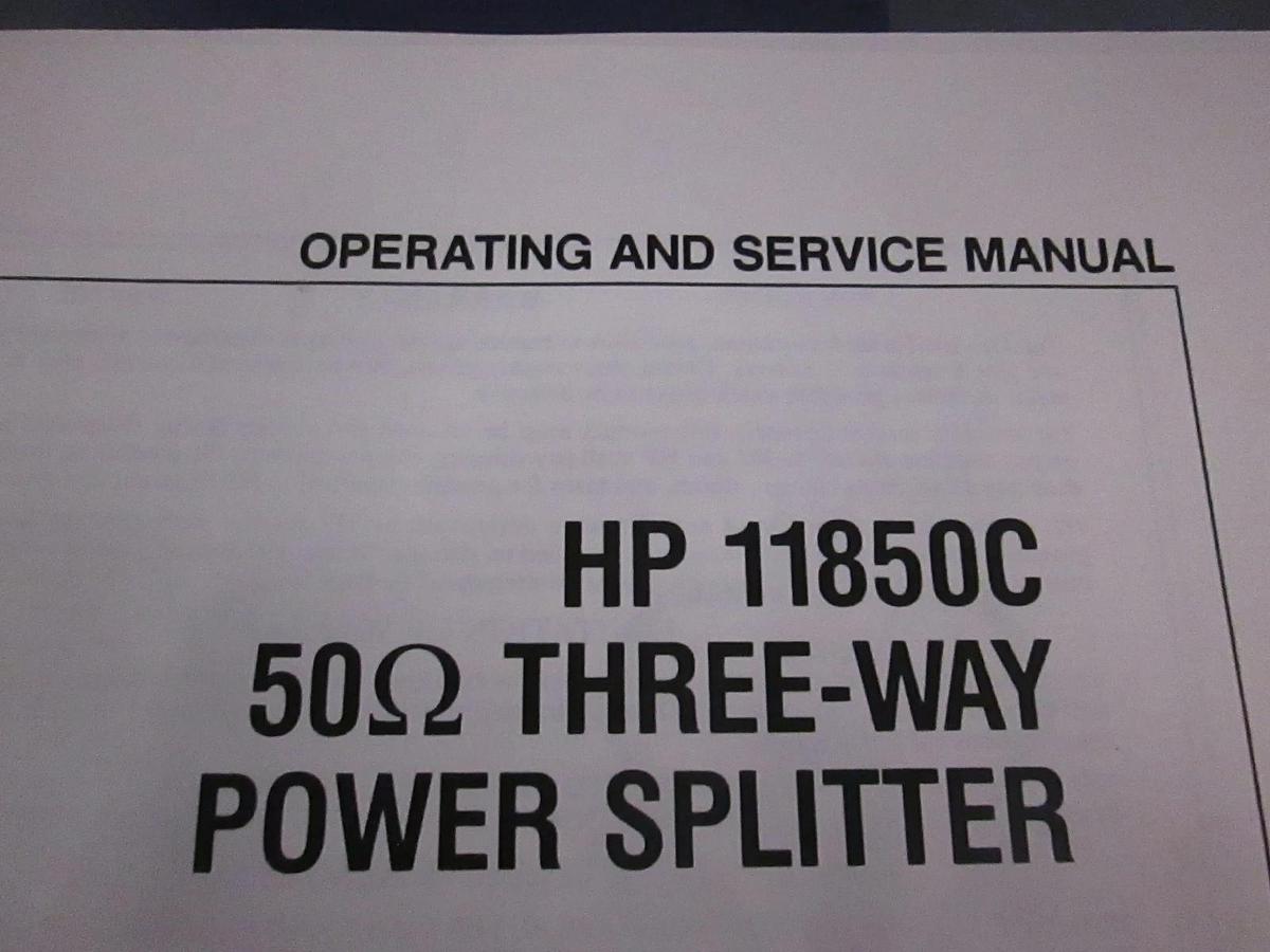 Used HP 11850C 50 Three-Way Power Splitter, Operating and Service Manual, Used
