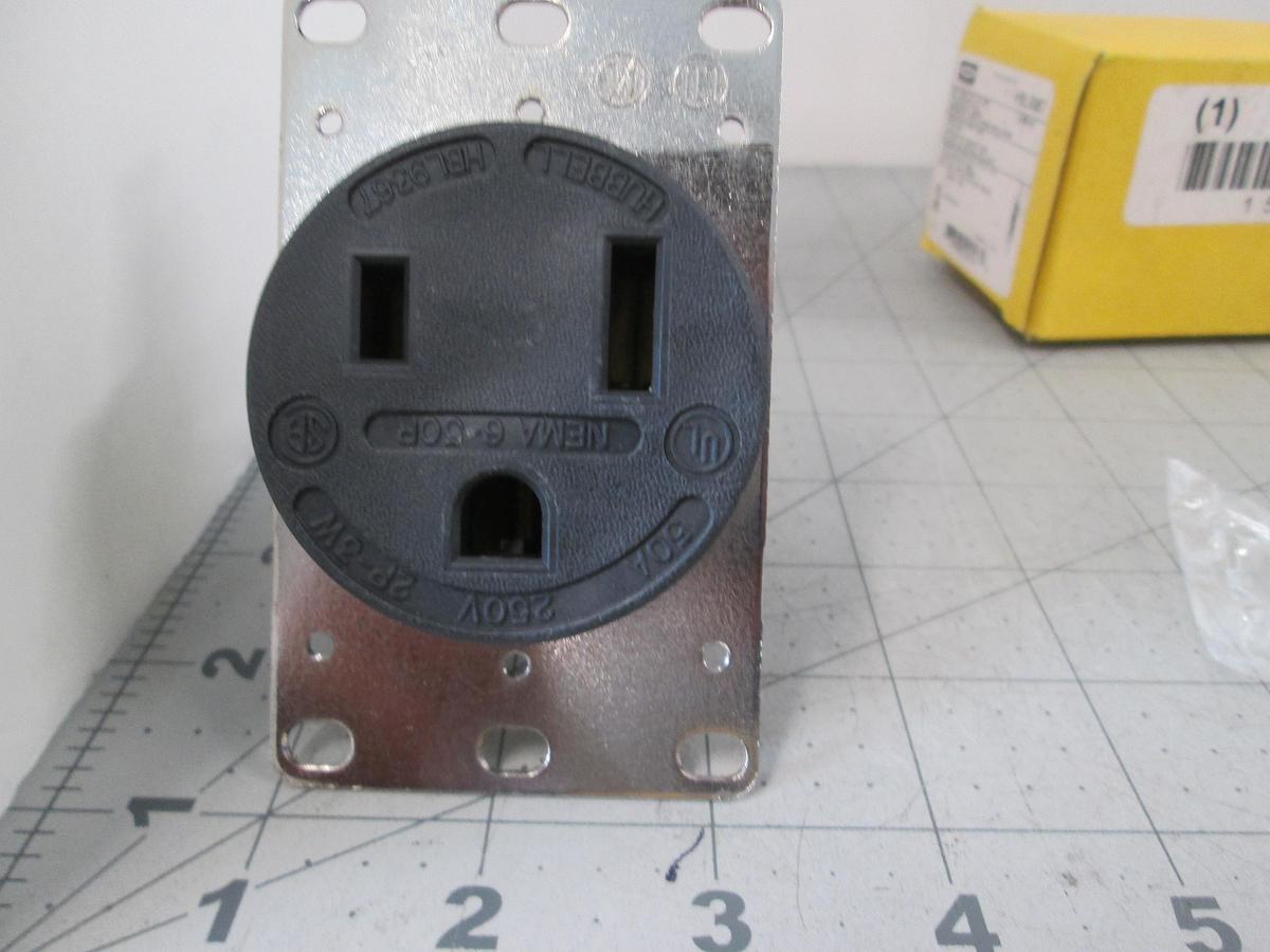 Hubbell, HBL9367, 50A 250V, NEMA6-50R Receptacle Black, NEW, LOT OF 2
