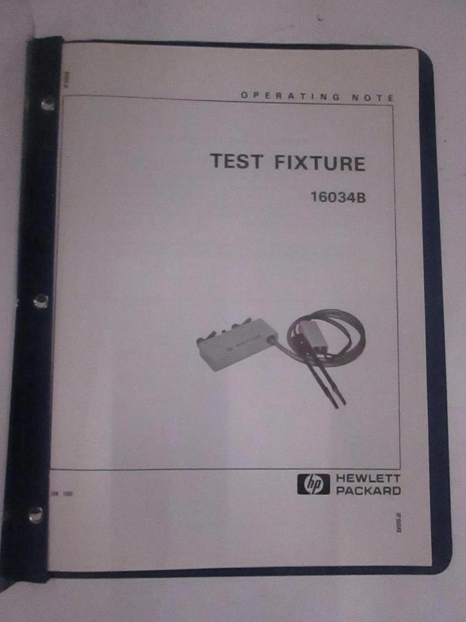 Used HP Model 16034B Test Fixture Operation Note, Used