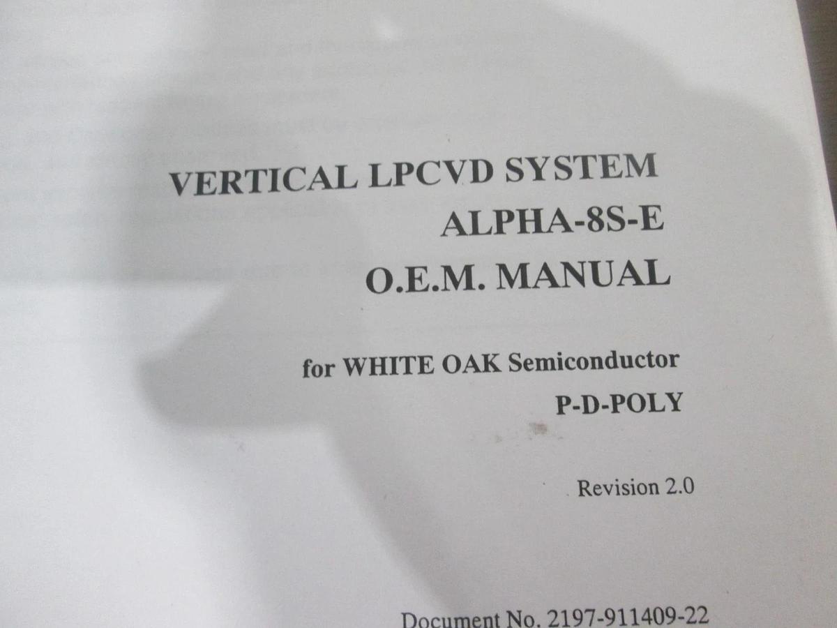 Used Tokyo Electron, ALPHA-8S-E, P-D-Poly, O.E.M. Manual, Used
