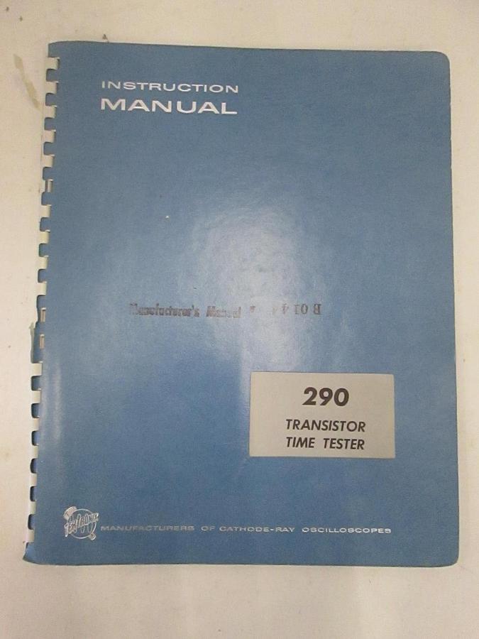 Used Tektronix Type 290 Transistor Time Tester Instruction Manual, Used