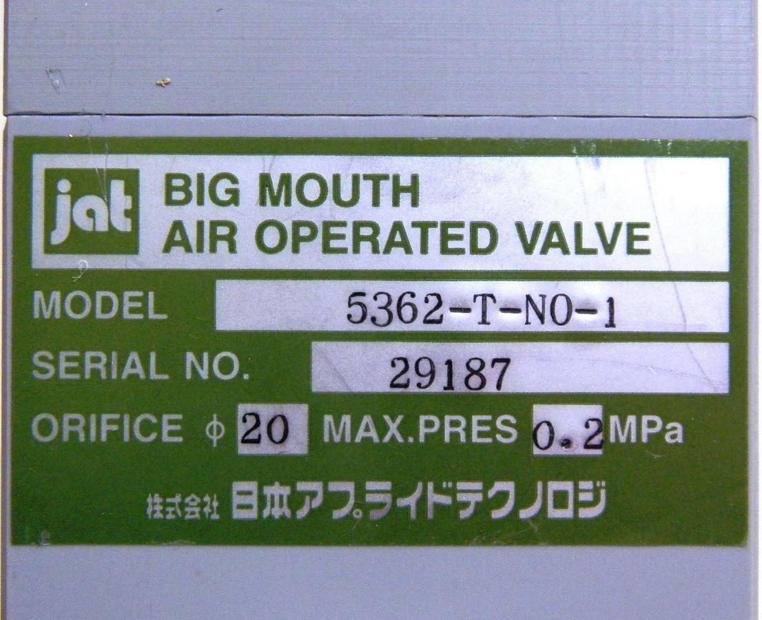 Used JAT Big Mouth Air Operated Valve 5362-T-NO-1, Used