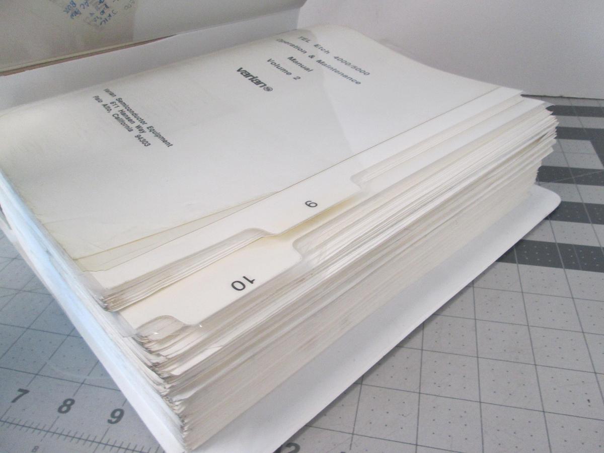 Used Varian, TEL Etch 4000/5000, Operation and Maintenance Manual, Volume 2, Used
