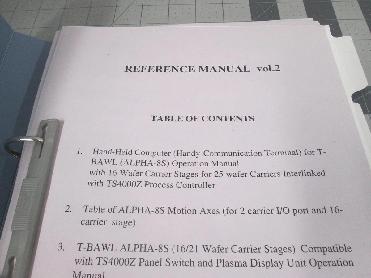 Used TEL Tokyo, ALPHA-8S, Reference Manual Vol. 2, Used