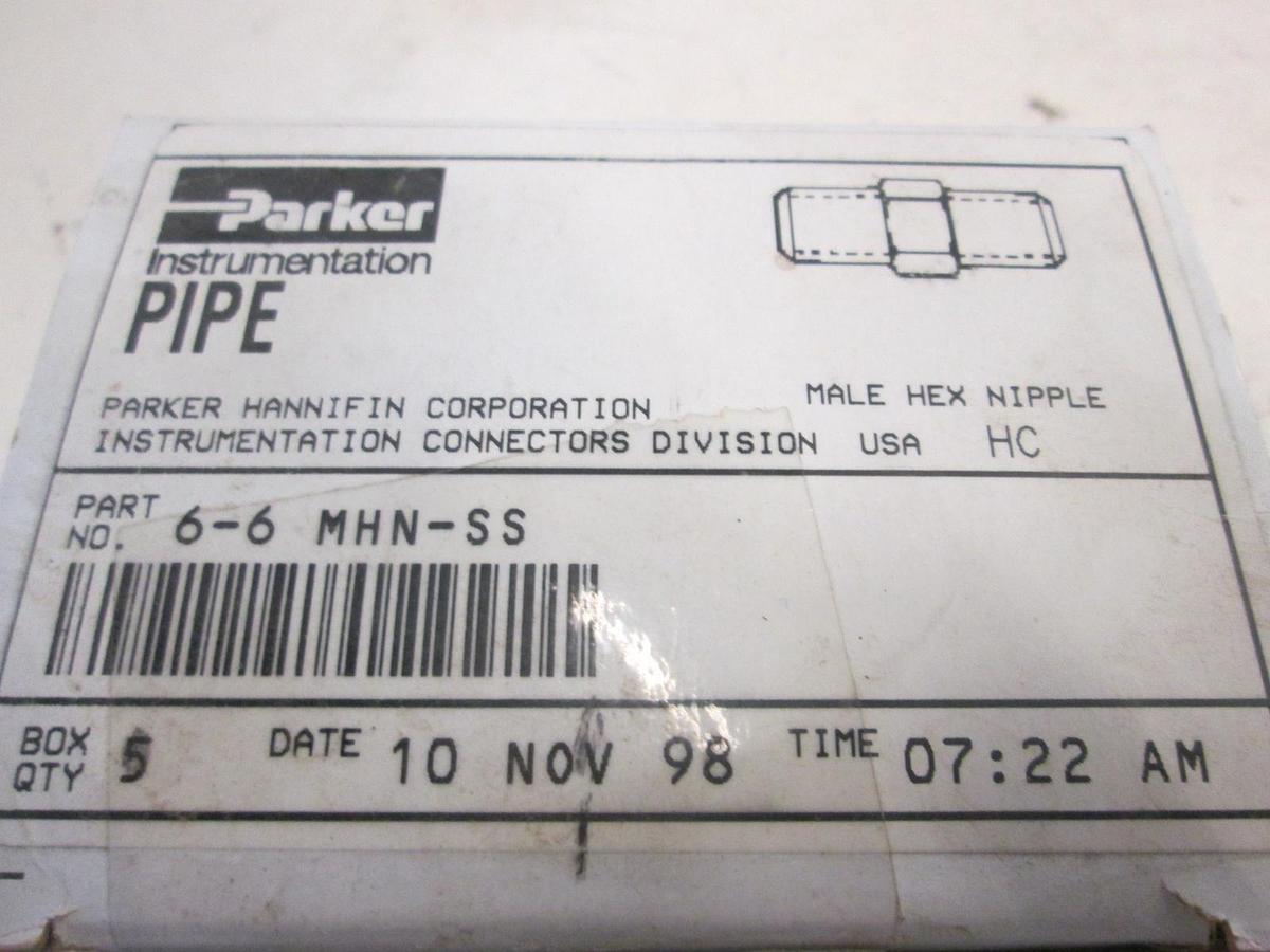 Parker, 6-6 MHN-SS, Male Hex Nipple, New