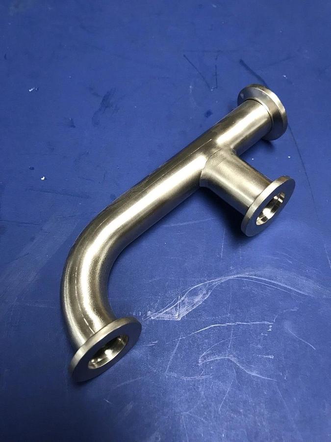 NW16 Stainless Steel Vacuum Pipe Weldment, Tee/Elbow w/ NW16 Flanges