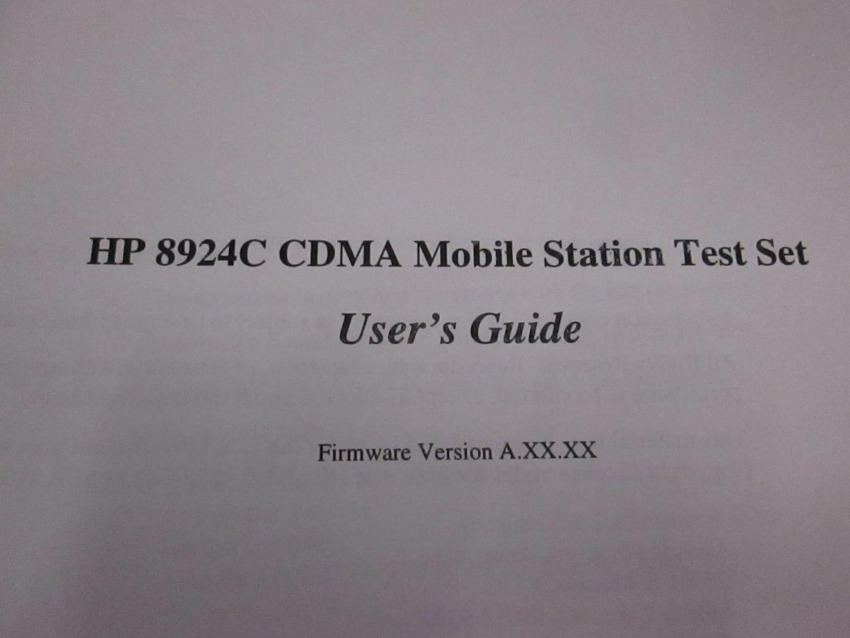 Used HP 8924C CDMA Mobile Station Test Set User's Guide, Used