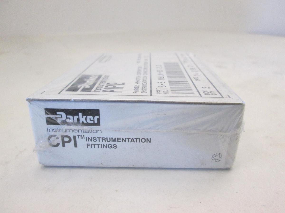 Parker, 8-8 MHLN-SS, Male Hex Long Nipple Fitting Box of 2, New, Original