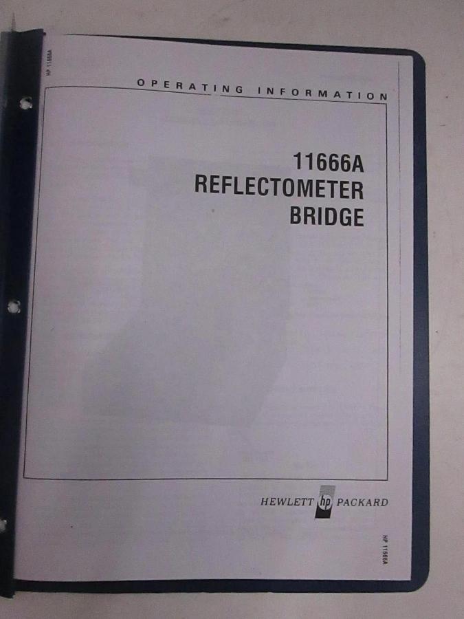 Used HP 11666A Reflectometer Bridge Operating Information, Used