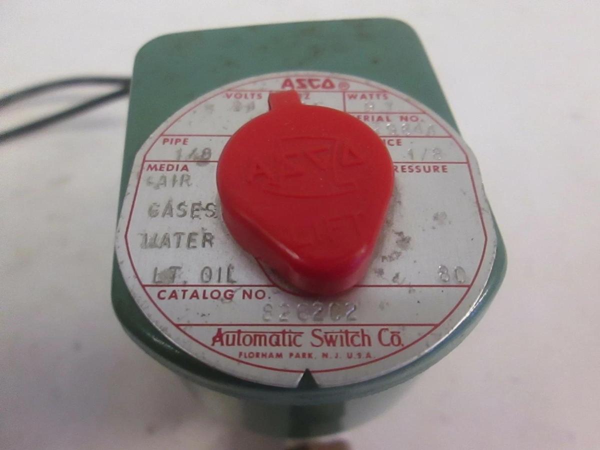 Used Asco 8262C2 Red Hat Solenoid Valve, 1/8", 24V, Used