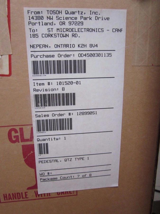Used SVG VTR 7000 101520-01 Quartz Pedestal, Type 1, Tosoh