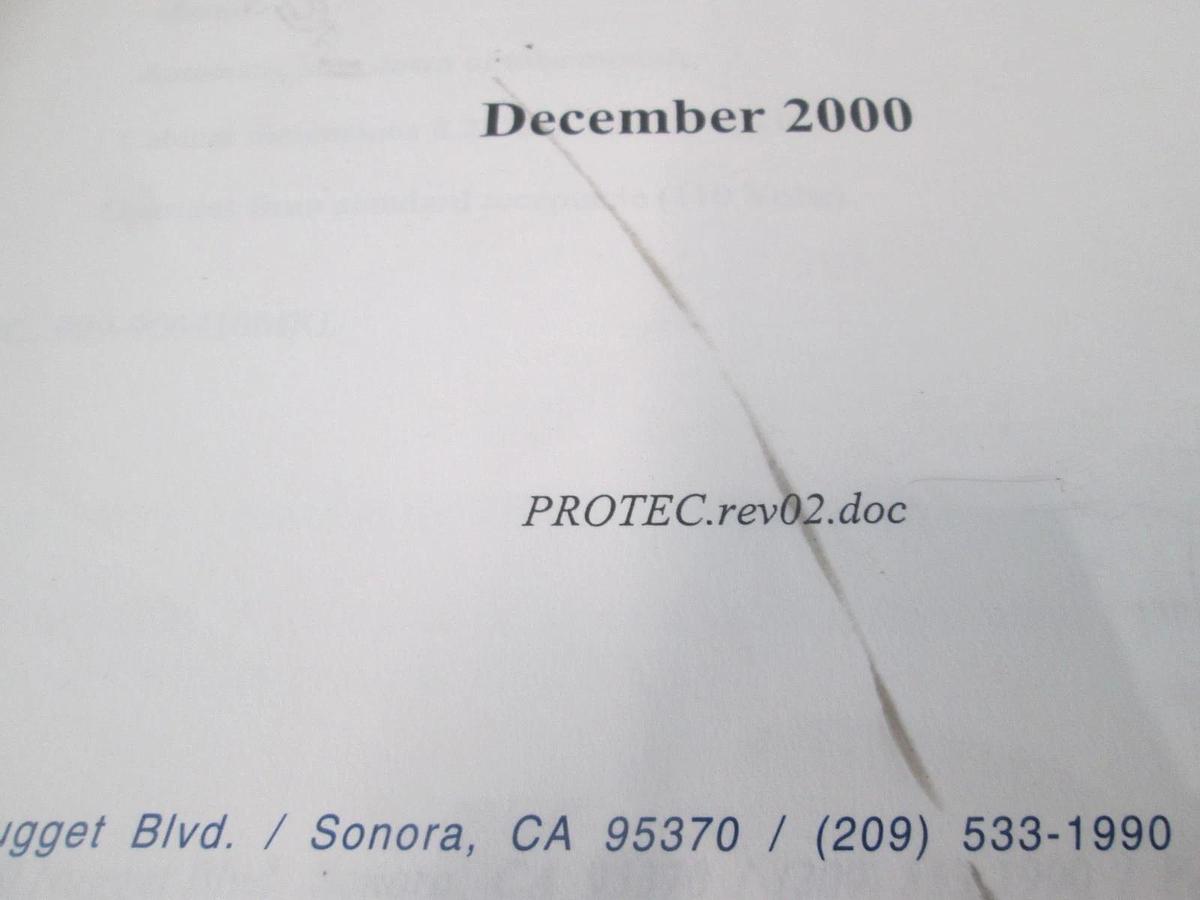 Used Protech, Element SAG Detection System Manual, REV 02, Used