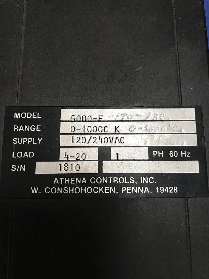 Used Athena Controls 5000-TT-190-13C Temperature Controller, Used