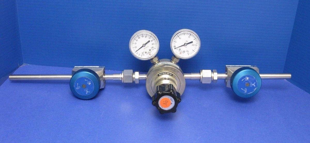 Used Veriflo Gas Stick Assy w/ HFRQ100W Regulator, 43700479 High Flow Valves, Gauges