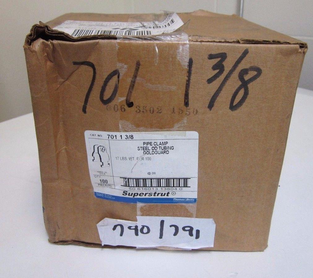 Used Thomas & Betts Superstrut 701-1-38 Pipe Clamp for 1 3/8" Pipe -  Box of 100