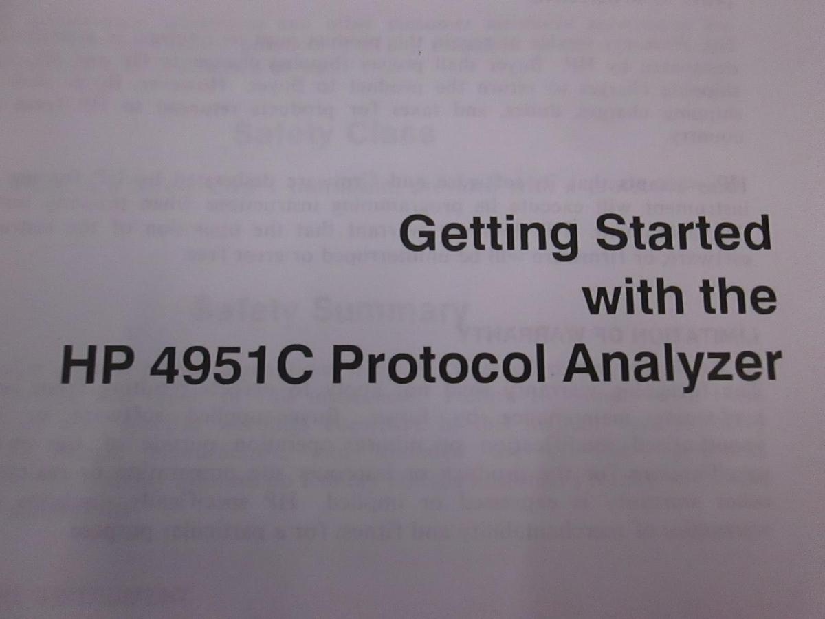 Used HP Getting Started with the 4951C Protocol Analyzer, Used