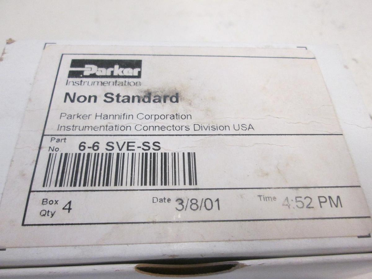 Parker, 6-6 SVE-SS, 45 Degree Elbow Fitting, Box of 4, New