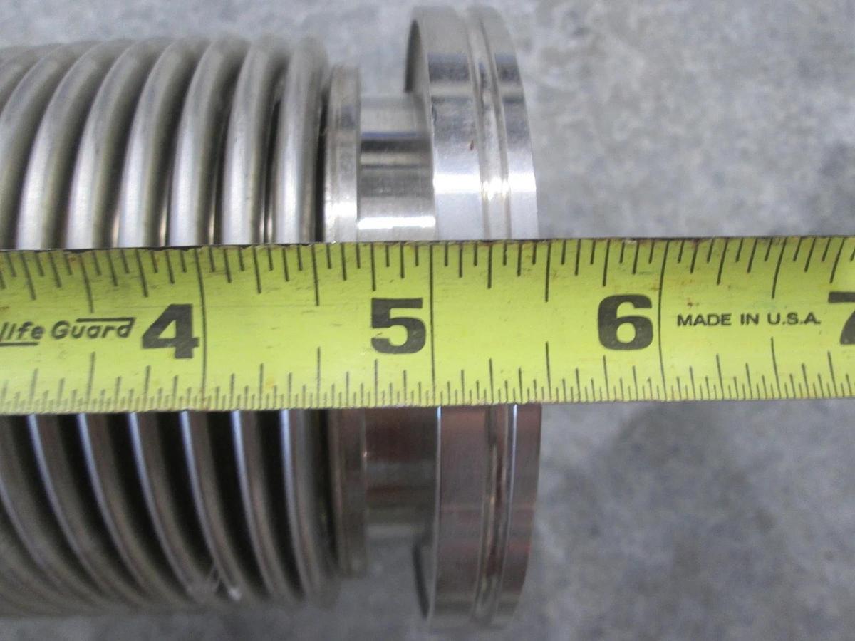 Used Stainless Steel Formed Bellows Vacuum Pipe / Hose, 5 1/2"L, 107MM Flange, Used