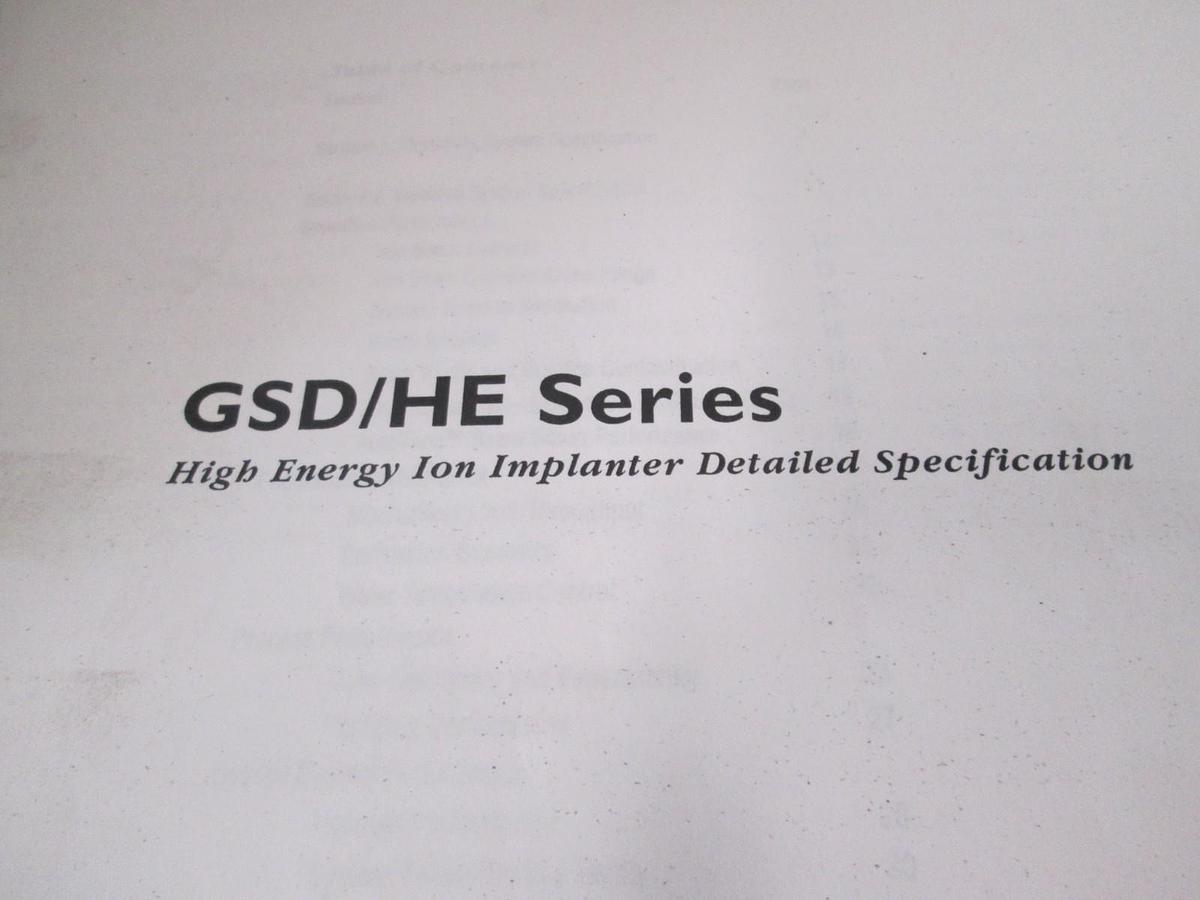 Used Eaton, GSD/HE Series, High Energy Ion Implanter Specification Manual, Used