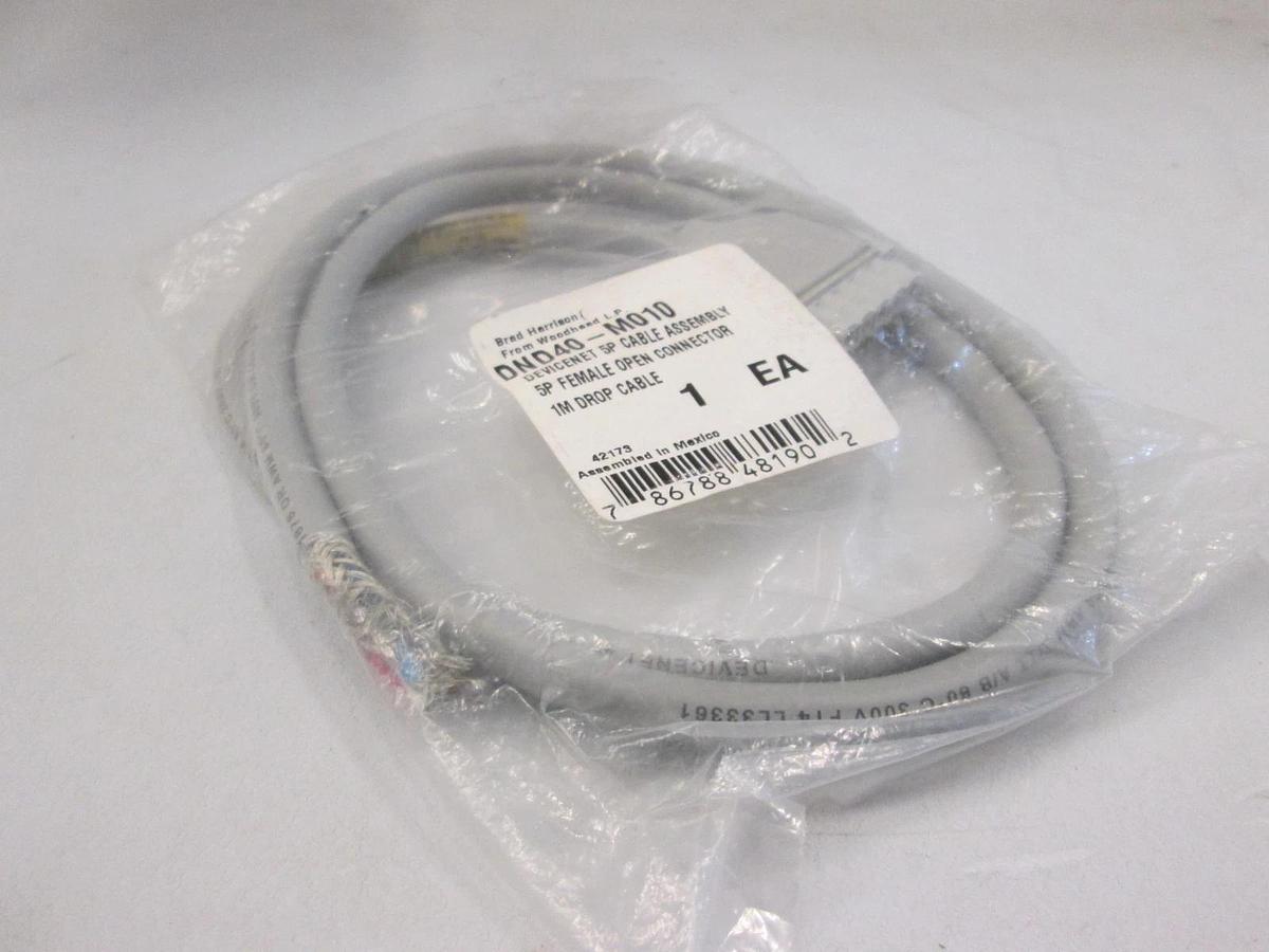 Woodhead, DND40-M010, Devicenet 5P Cable Assy, Female Open Connector, New