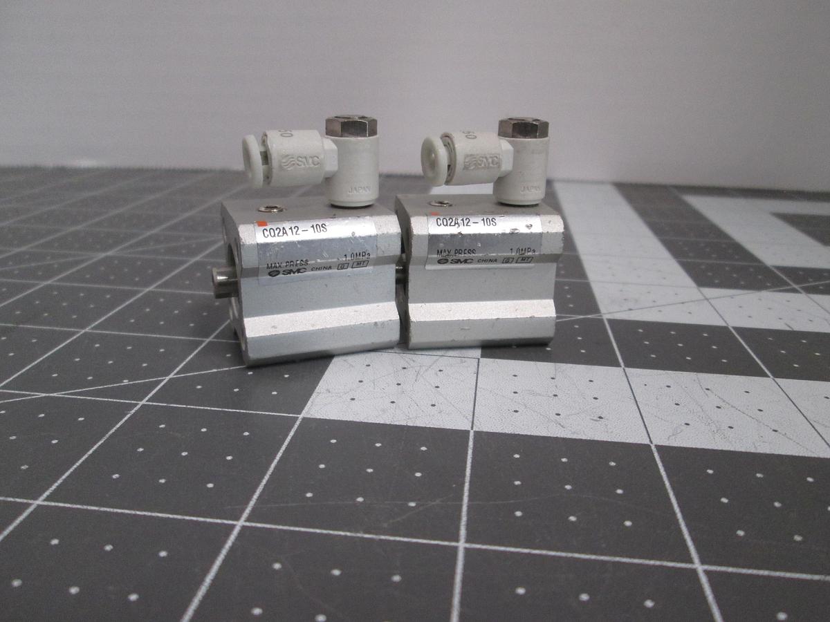Used Lot of 2 SMC CQ2A12-10S Compact Pneumatic Cylinder Single Acting Spring Return