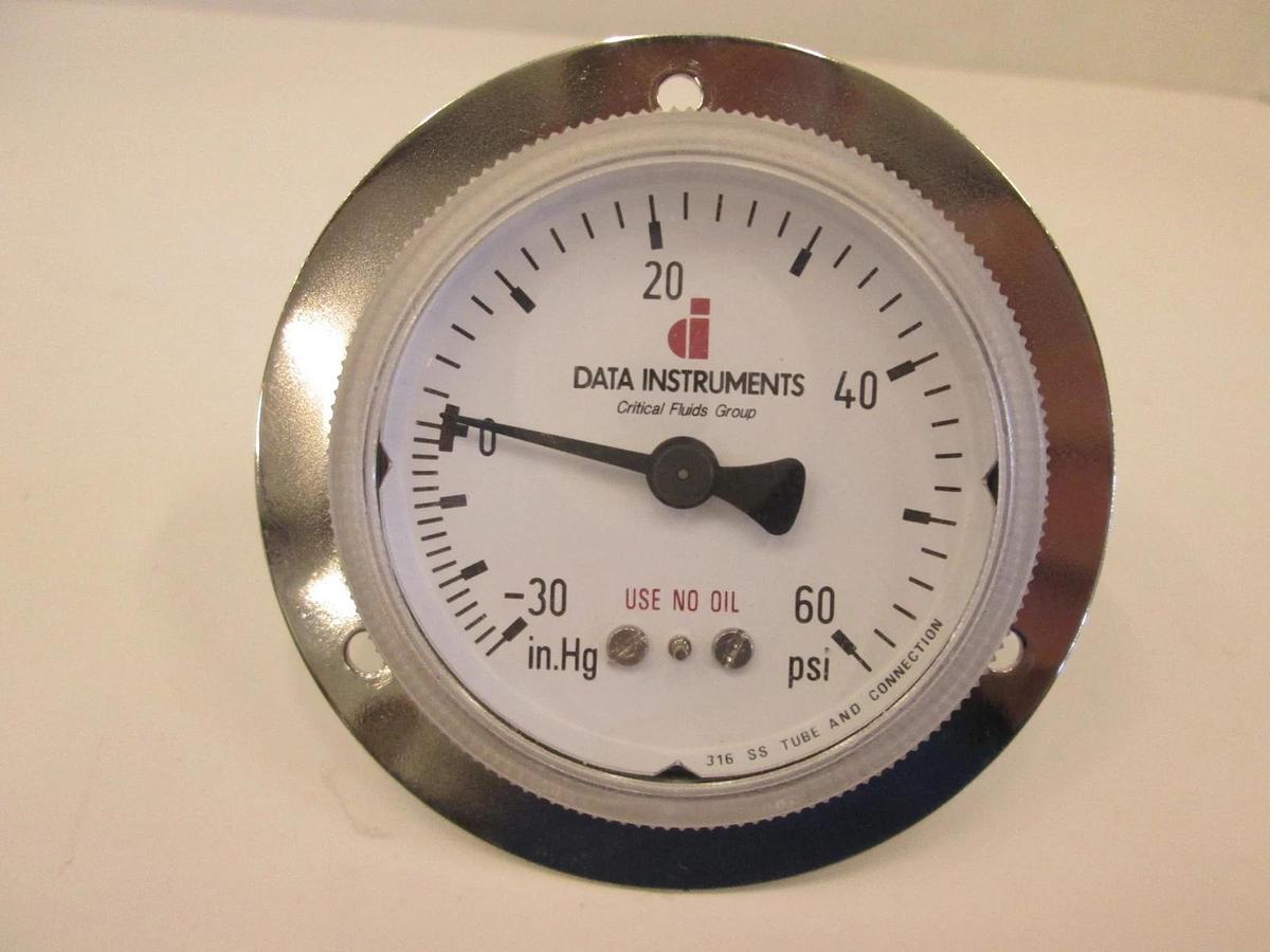 Data Instruments Pressure Gauge 30-0-60psi Back Mount 1/4" MVCR