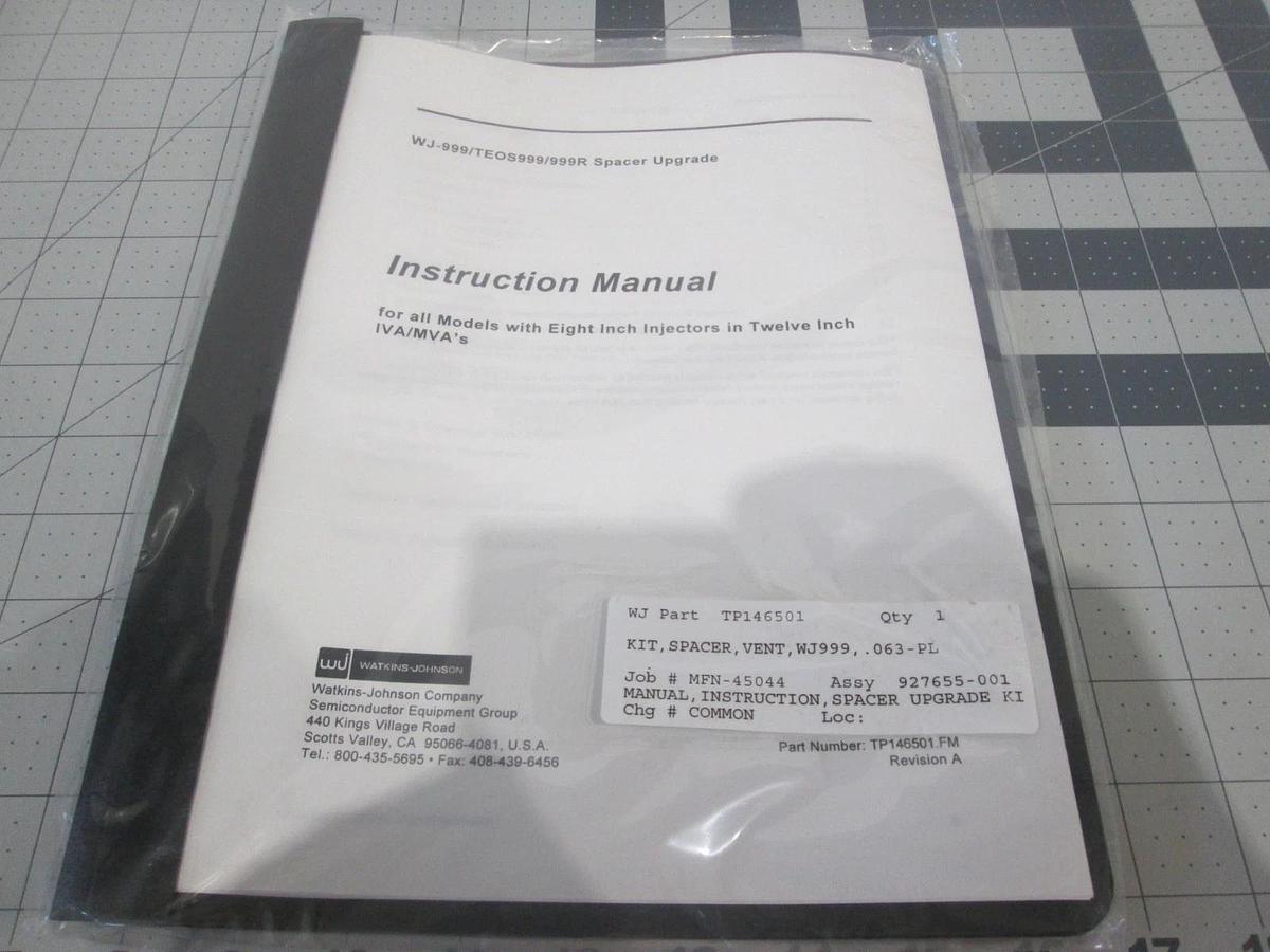 Watkins Johnson, 927655-00, WJ999 APCVD Vent Spacer Kit, New