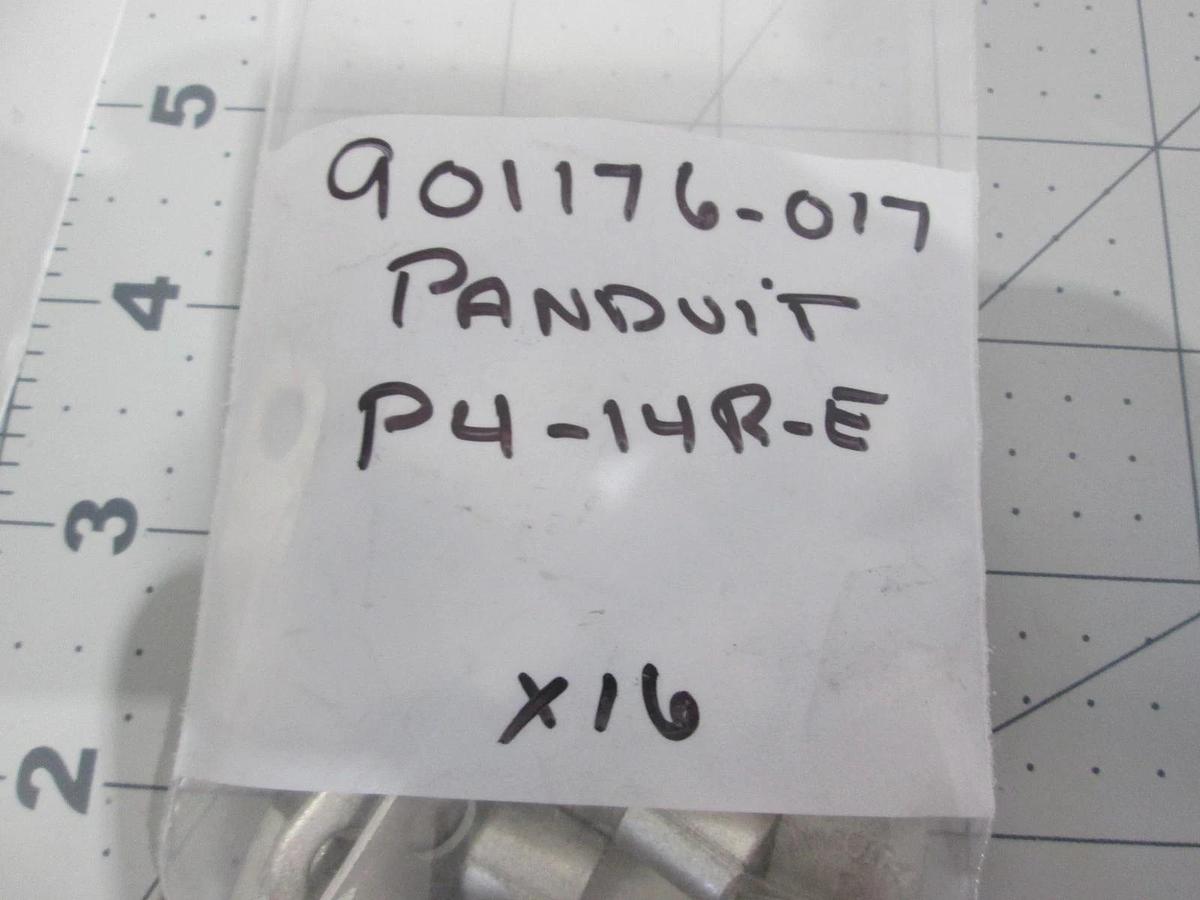 Panduit, P4-14R-E, Non-Insulated Ring Terminal 4 AWG 1/4" Stud, New, Lot of 16