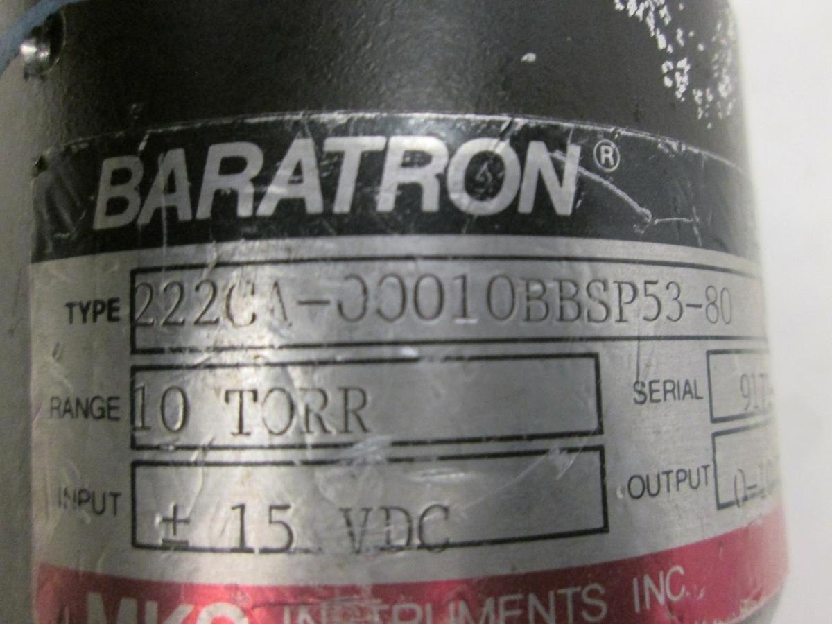Used MKS, Baratron 10 Torr Pressure Transducer, 222CA-00010BBSP53-80, Used