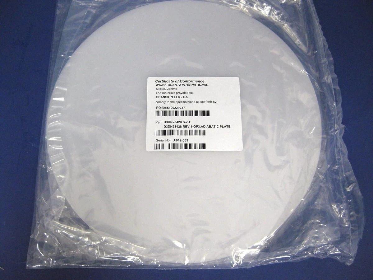 TEL Tokyo Electron 300mm Adiabatic Plate, Quartz, D3DN23428, New