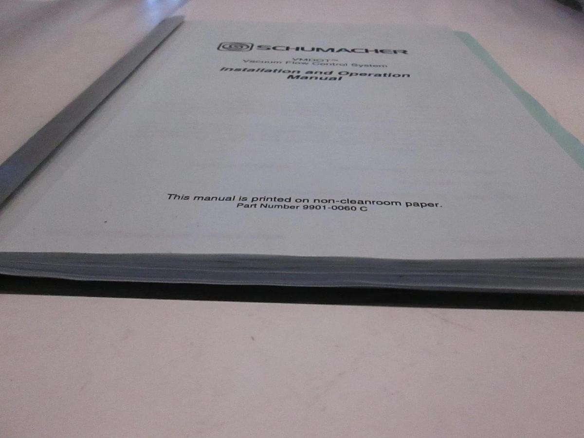 Used Schumacher VMDOT Vacuum Flow Control Sys Operation and Installation Manual, Used