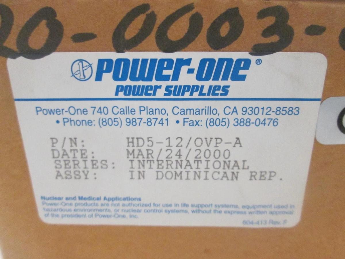 POWER ONE, HD5-12/OVP-A, FTG, POWER SUPPLY 5VDC AT 12 AMPS W/OVP, NEW