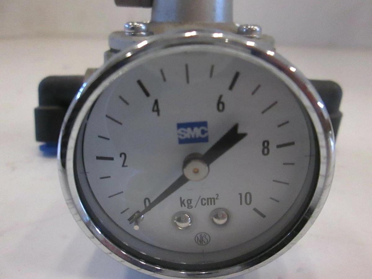 Used Pneumatic Air Regulator, 10-AR210, 0.5-8.5 kgf/cm, w/ 0-10 kg/cm2 SMC Gauge, Use