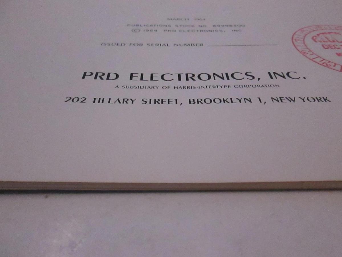 Used PRD Frequency Meter Operating Instructions and Maintenance Instructions, Used