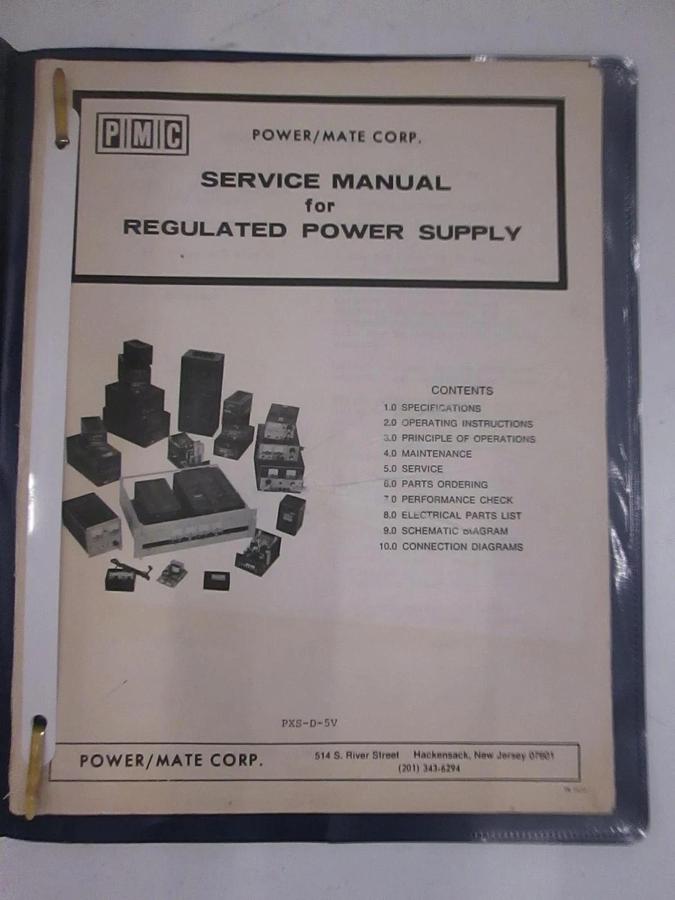 Used PMC Service Manual for Regulated Power Supply, Used