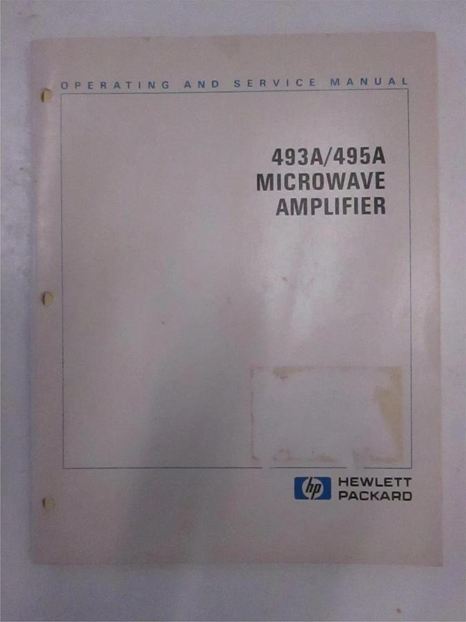 Used HP 493A/495A Microwave Amplifier Operating and Service Manual, Used
