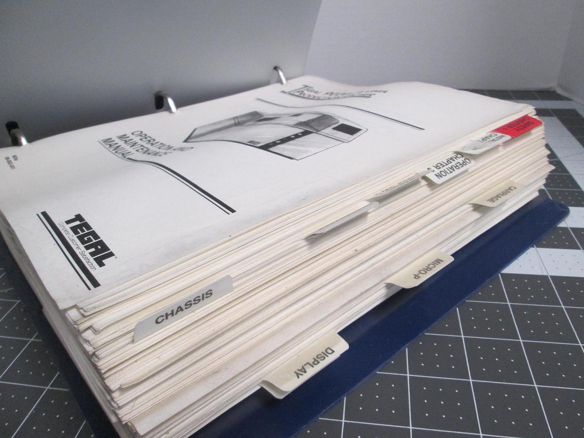 Used TEGAL,903E, Plasma Etcher Operation Maintenance Manual P/N 88-062-001