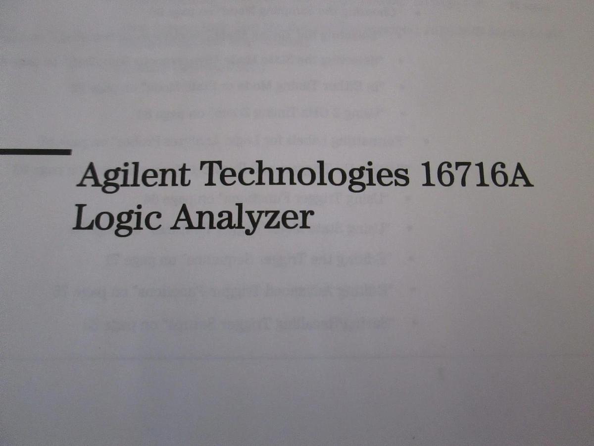 Used Agilent Technologies 16716A Logic Analyzer Help Volume, Used