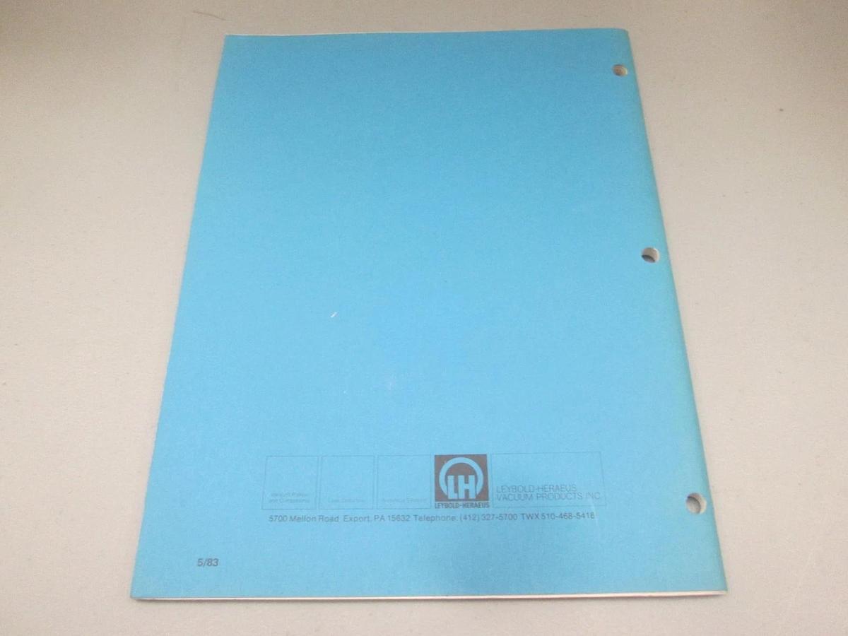 Used Leybold-Heraeus, Operation and Maintence Manual for TRIVAC Rotary Pumps, Used