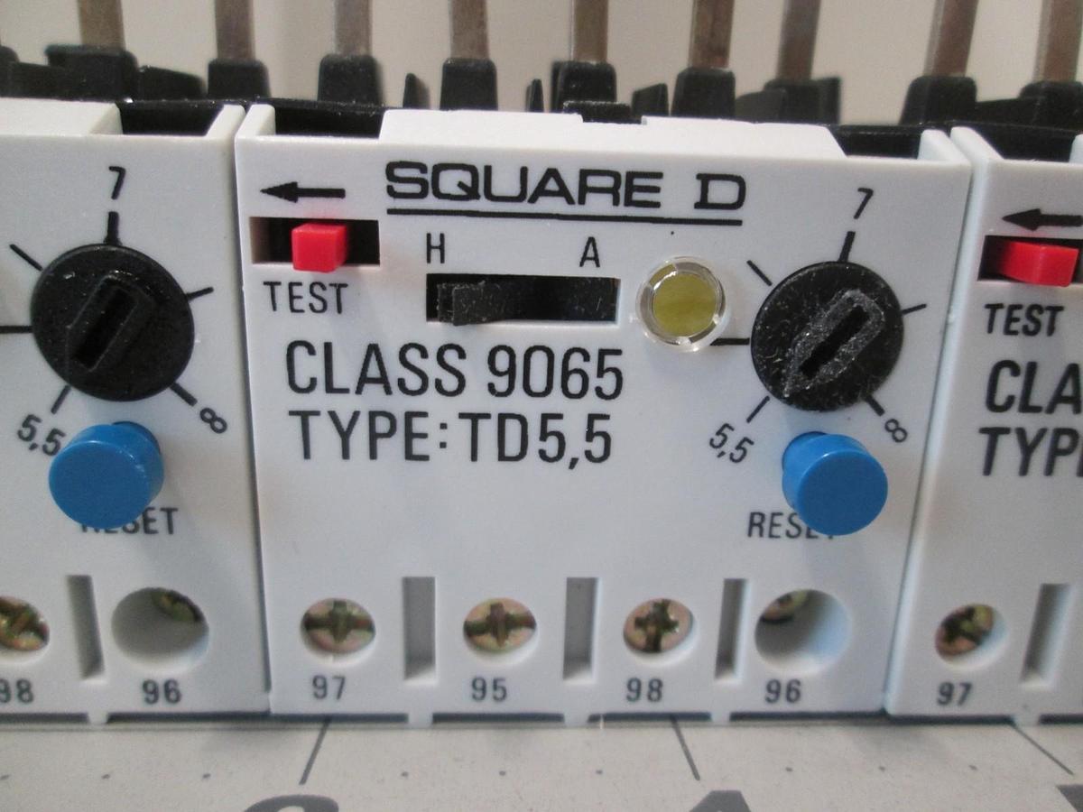 Used Square D, Class 9065, Type TD5,5, Thermal Overload Relay, New, Lot of 3