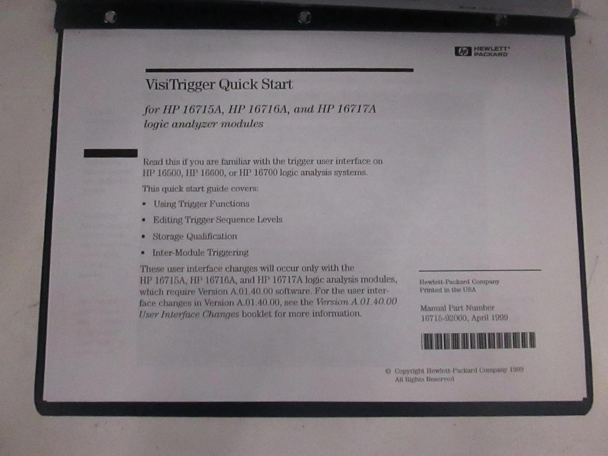 Used HP VisiTrigger Quick Start for 16715A, 16716A and 16717A, Used