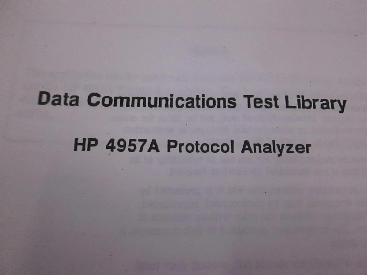 Used HP 4957A Protocol Analyzer Data Communications Test Library, Used