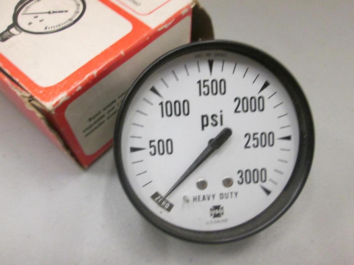 Ametek, P500, 0-3000PSI Gauge, 1/4 male pipe center Back Mount, New