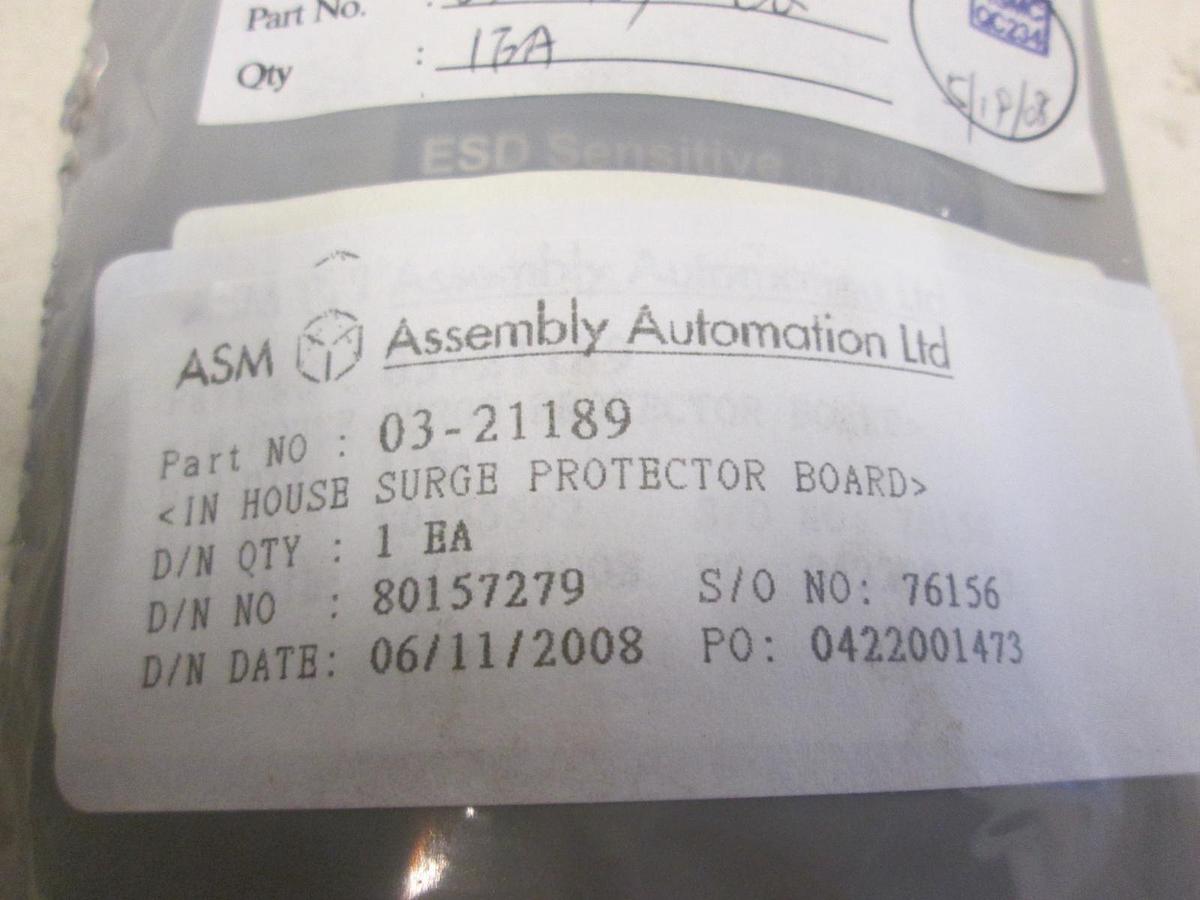 Used ASM, IN House Surge Protector Board, 03-21189, New