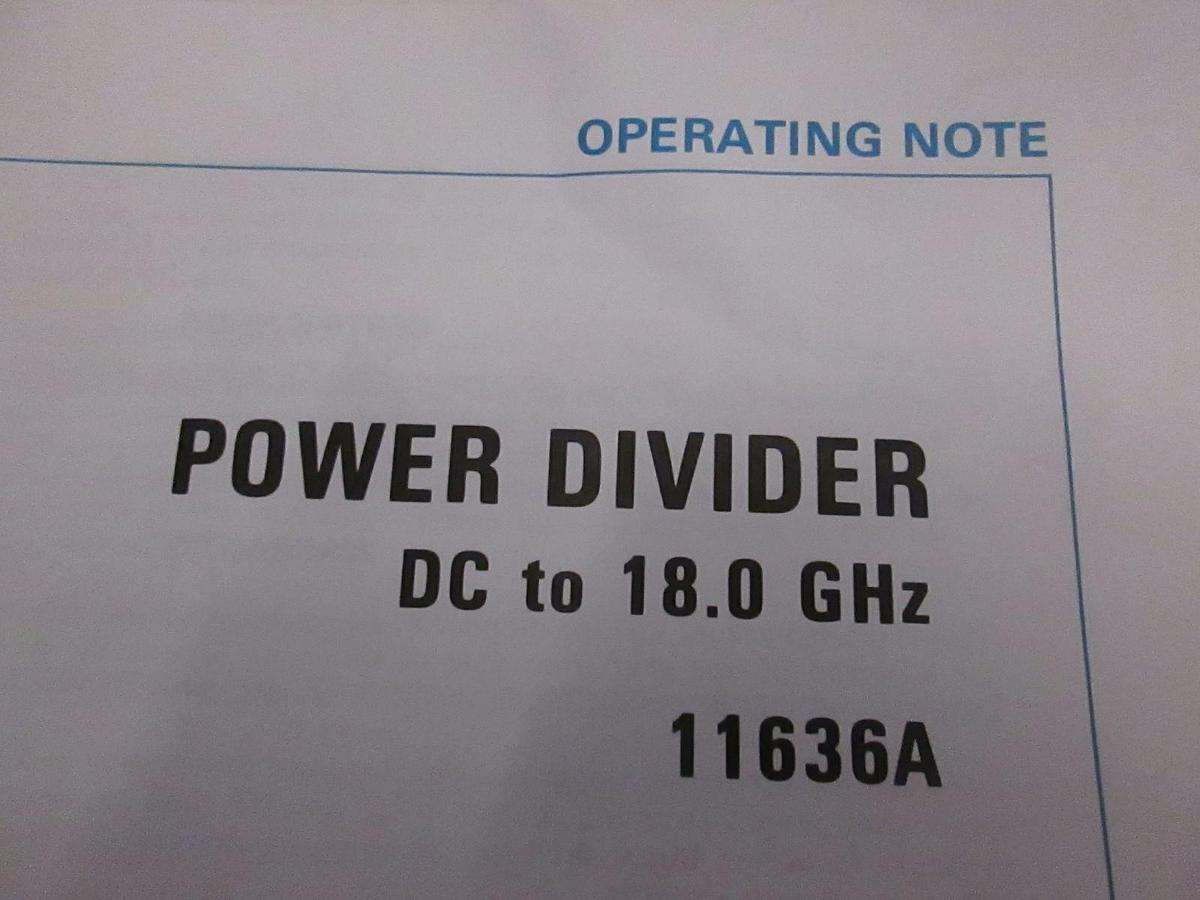 Used HP Power Divider DC to 18GHz 11636A, Operating Note, Used