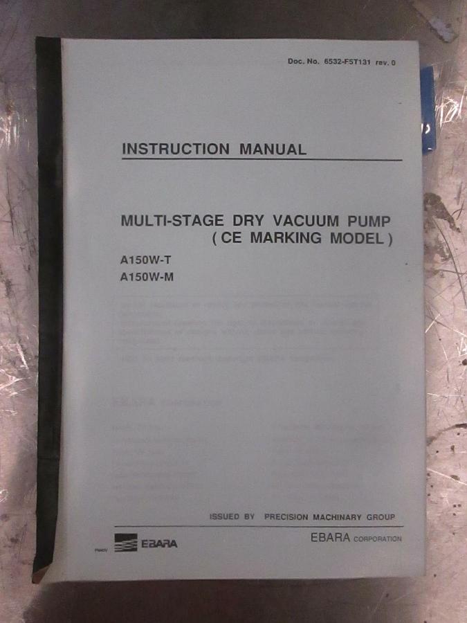 Used Ebara Multi-Stage Dry Vacuum Pump Manual, 6532-F5T131, Used