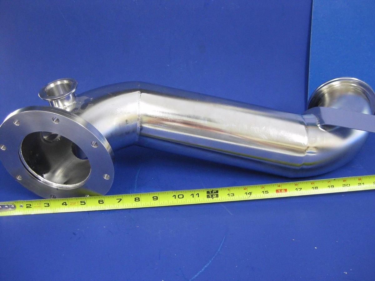 Used HPS Stainless Steel ISO-100 / 6.5" CF Vacuum Pipe Weldement w/ 4 Ports NW40, NW5