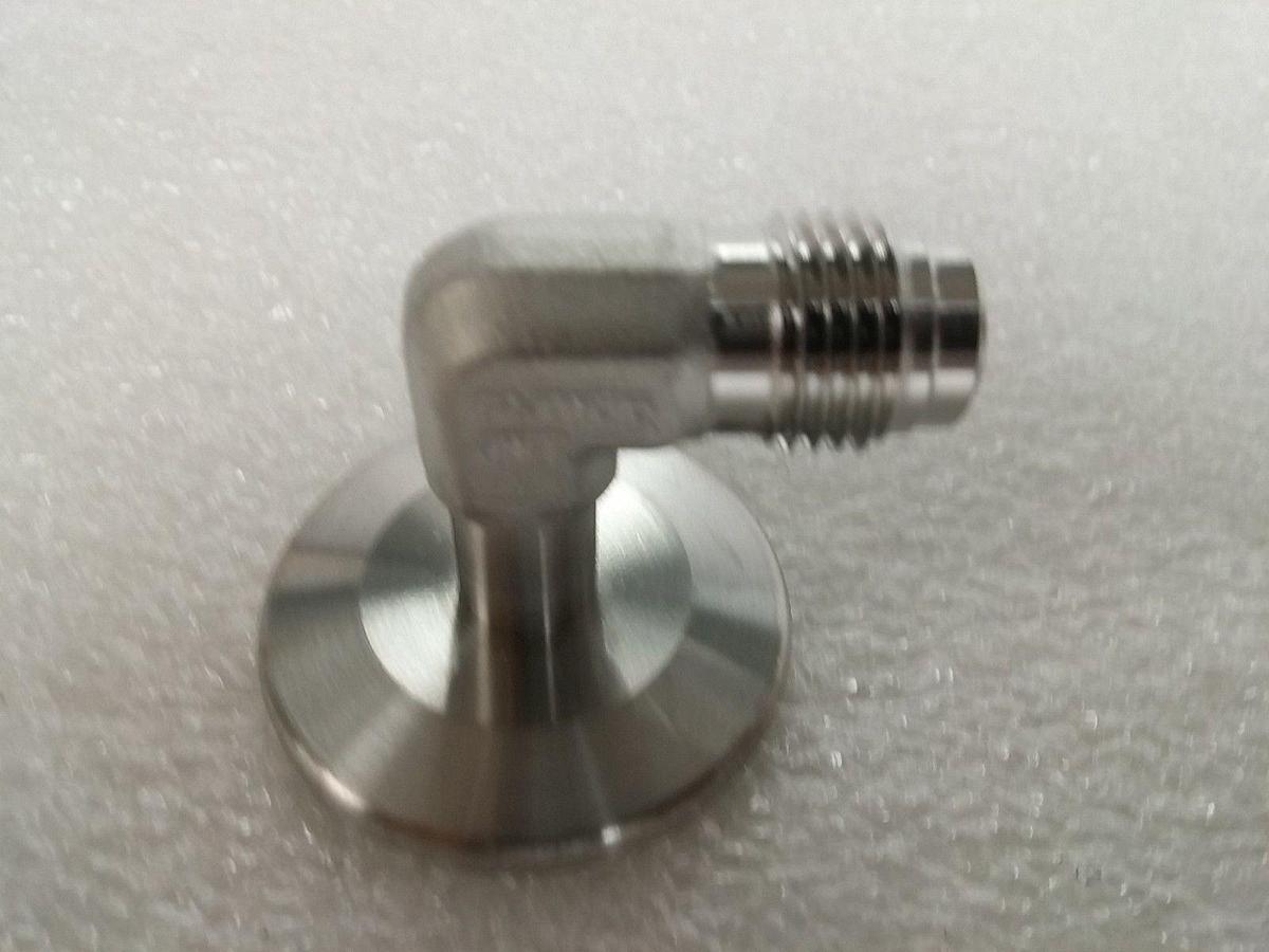 Stainless Steel Adapter NW25 Flange to 1/4" MVCR w/ Cajon Elbow, New